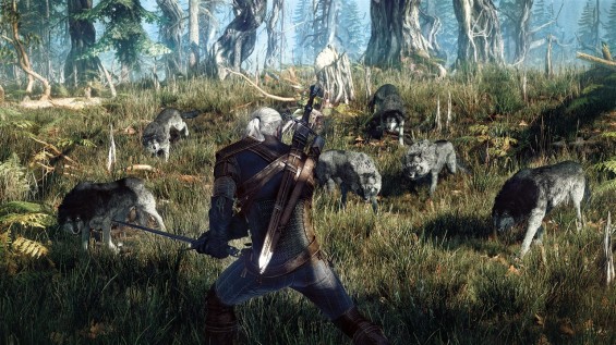 The_Witcher_3_Wild_Hunt_Geralt_Surrounded_By_Wolves